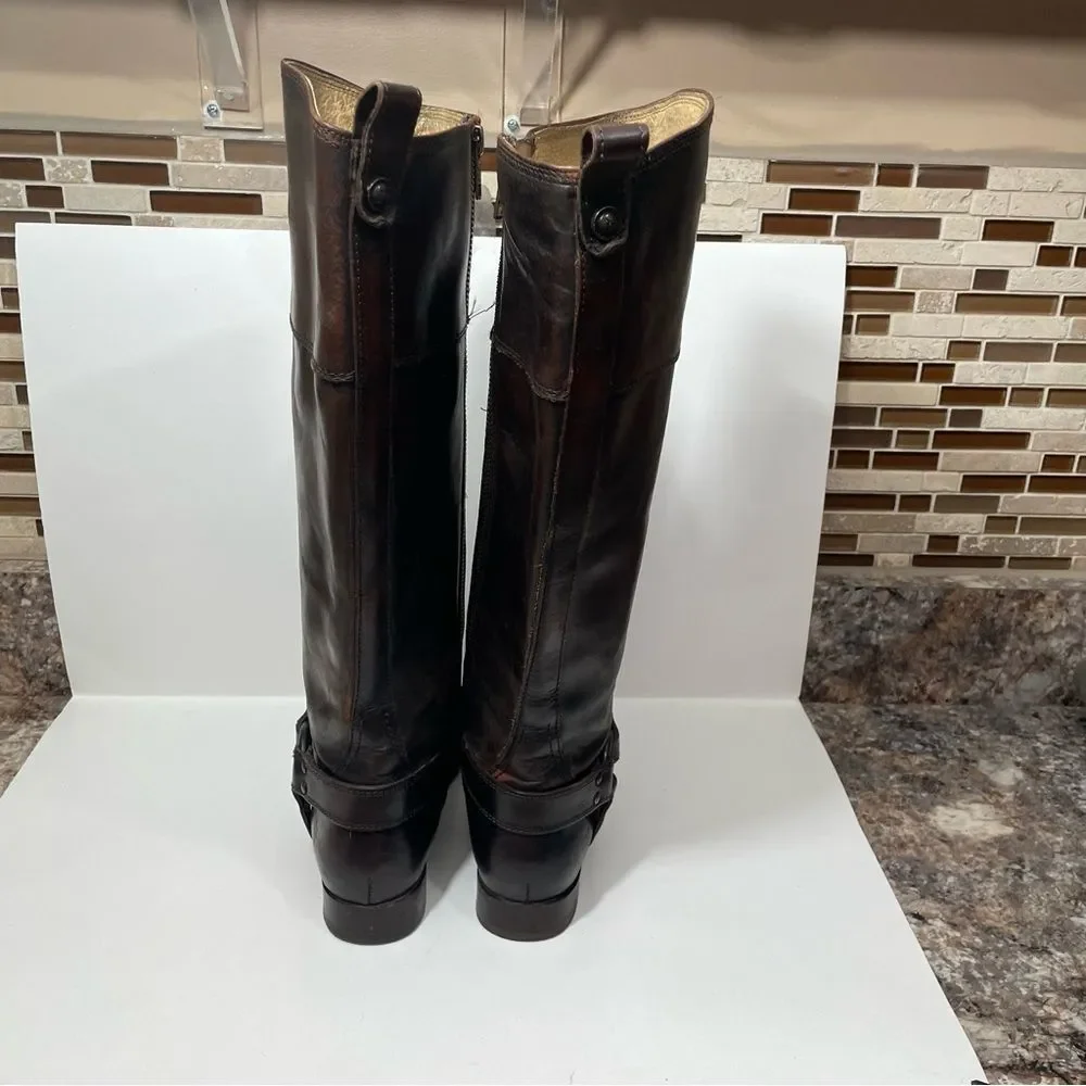 Frye Melissa Harness Warm Brown Tall Leather Riding Boots